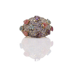 Sweetheart Dome Ring (Amethyst/Blue Topaz/Tourmaline)