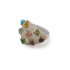 Sweetheart Dome Ring Multicolor Gemstone