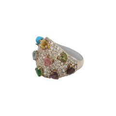 Sweetheart Dome Ring Multicolor Gemstone