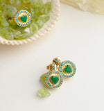 Load image into Gallery viewer, Green Jade Heart Earrings
