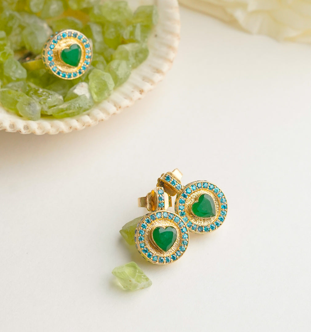 Green Jade Heart Earrings