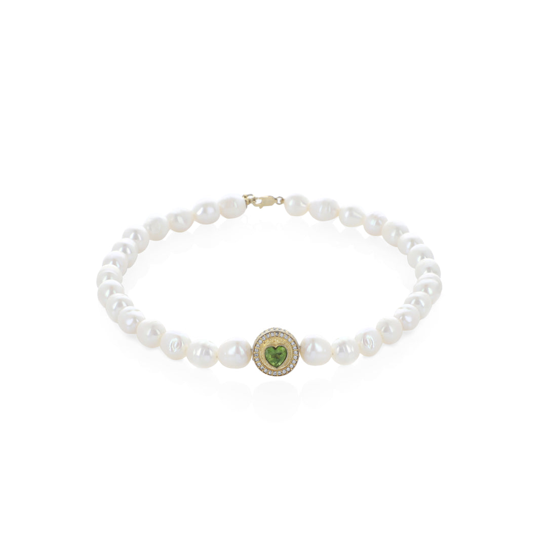 Peridot Heart Pearl Choker