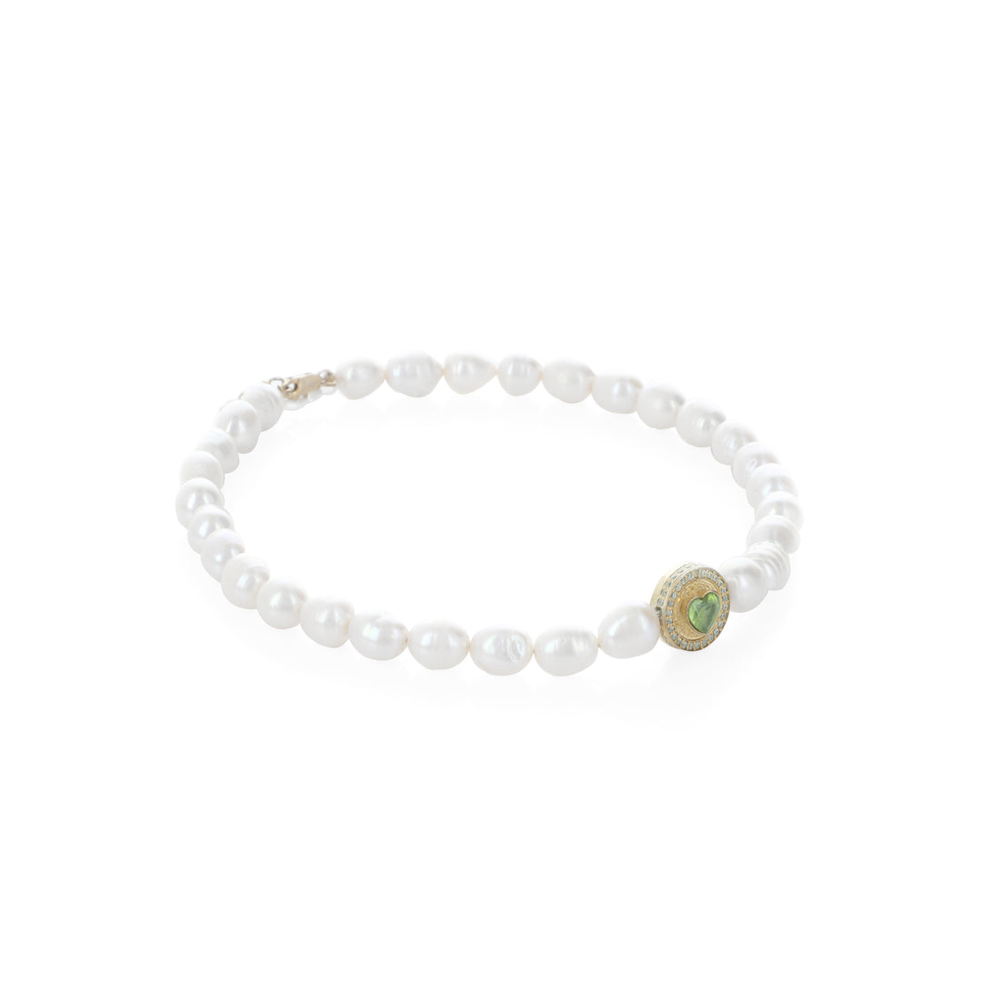 Peridot Heart Pearl Choker