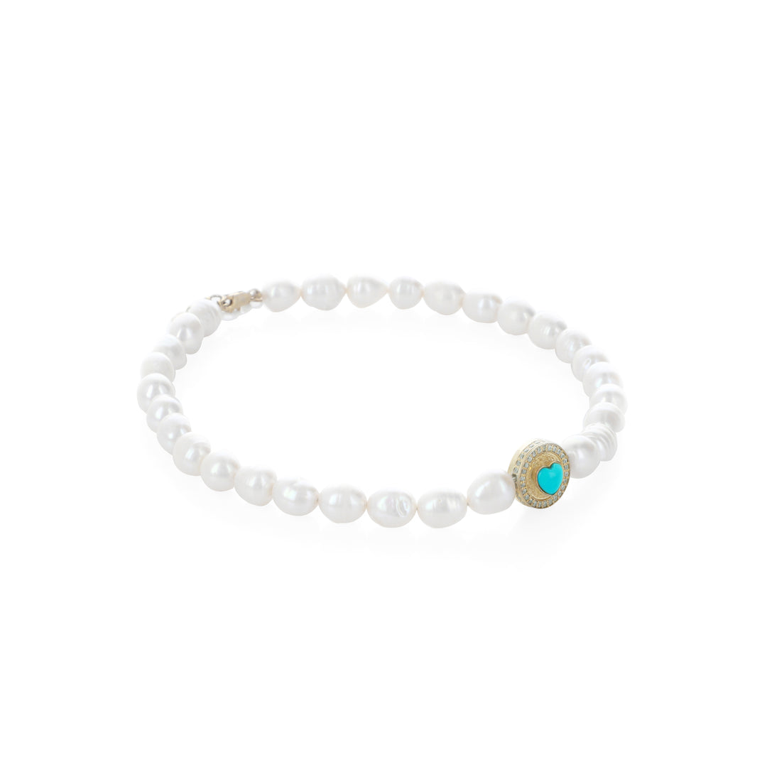 Turquoise Heart Pearl Choker